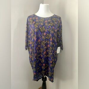 LuLaRoe Irma Tunic Style Top NWT Blue Black Multicolor Paisley